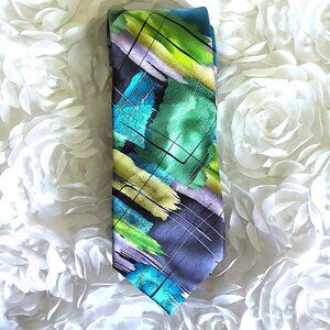 Garcia Men's Neck Tie Birdland Collection 62 100% Silk Long 3 3/8" X 64 1/2" EUC